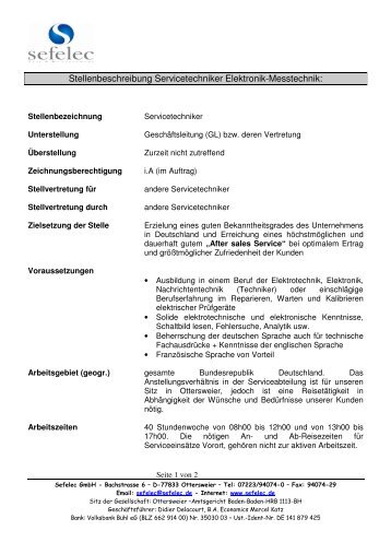 Stellenbeschreibung im PDF-Format - Sefelec