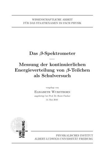 Das β-Spektrometer — Messung der kontinuierlichen ...