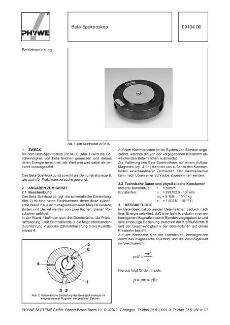 Das β-Spektrometer — Messung der kontinuierlichen ...