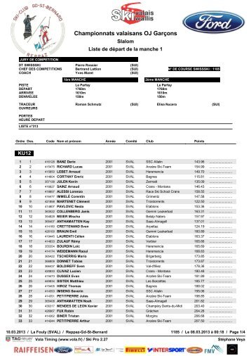 liste des dÃ©parts - data ski-valais