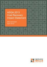 ASQA 2013 Cost Recovery Impact Statement - Service Skills