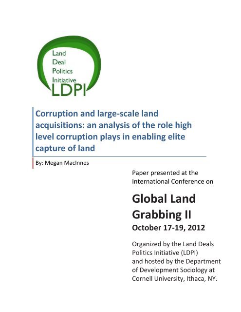 Corruption and large-scale land acquisitions: an analysis of the role ...
