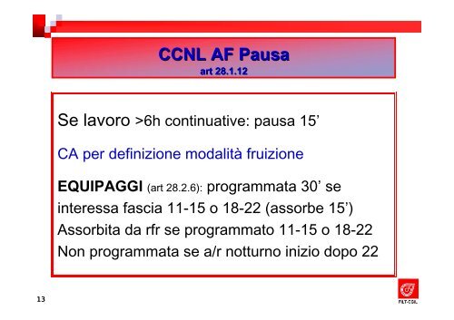 Orario di Lavoro - Filt Cgil