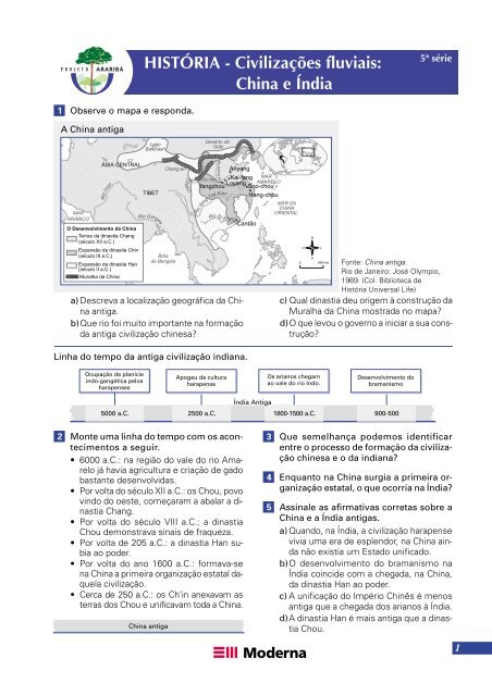 HISTÃRIA - CivilizaÃ§Ãµes fluviais: China e Ãndia - HistÃ³ria em Tempo