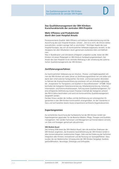 Qualitätsbericht 2008 Gera - SRH Kliniken GmbH