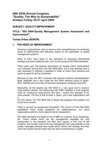 ISO 9004:Quality Management System Assesment and ... - EOQ
