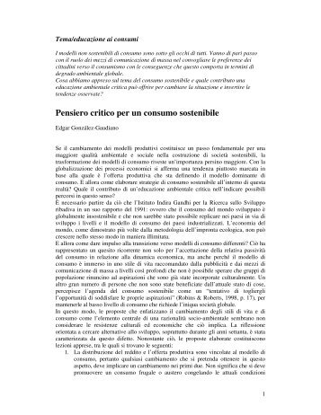 Pensiero critico per un consumo sostenibile - Il Portale Italiano dell ...