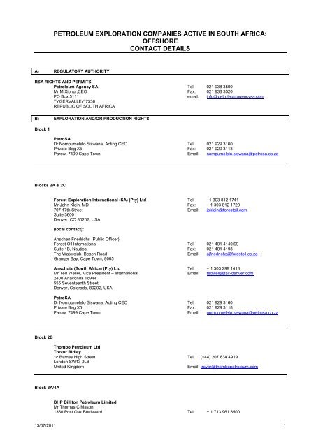 petroleum exploration companies active in south africa offshore