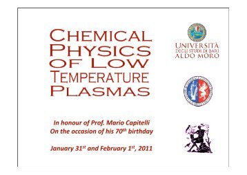 In honour of Prof. Mario Capitelli On the occasion of his 70th ... - CNR