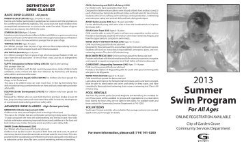 Summer Swim Program Brochure - Garden Grove