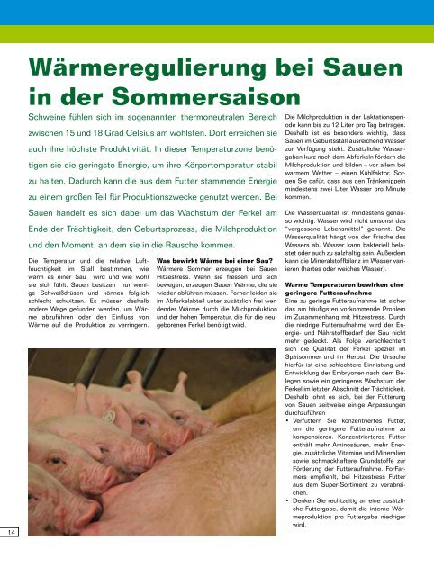 Informationszeitschrift von ForFarmers JUNI 2011