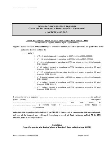 Dichiarazione possesso requisiti APR000099369 IMPRESE ... - Enel