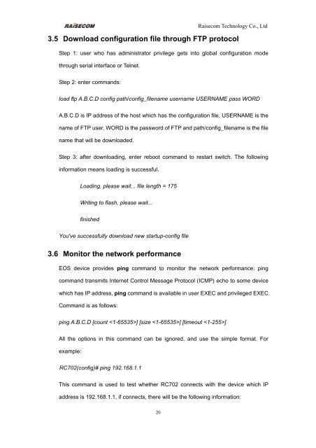 RC702-FE Ethernet over SDH Device Command notebook (V1.0)