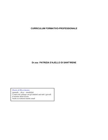 curriculum formativo-professionale - UniversitÃ  del Piemonte Orientale