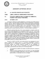 advisory letter no. 2012-03 - Louisiana Department of Insurance