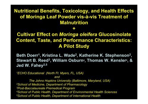 International Workshop on Moringa and Nutrition - Moringanews