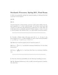 Stochastic Processes, Spring 2011, Final Exam