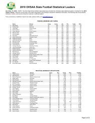 2010 OHSAA State Football Statistical Leaders