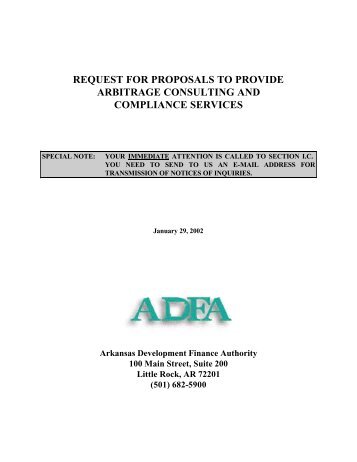 request for proposals to provide arbitrage consulting and ... - Arkansas