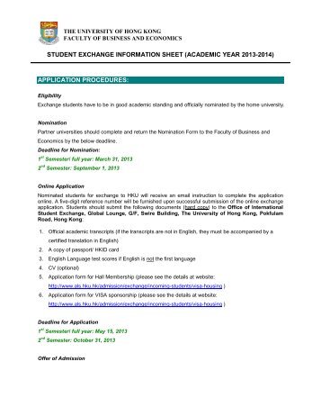 student exchange information fact sheet - Undergraduate Online ...