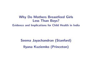 Why Do Mothers Breastfeed Girls Less Than Boys? Seema ...