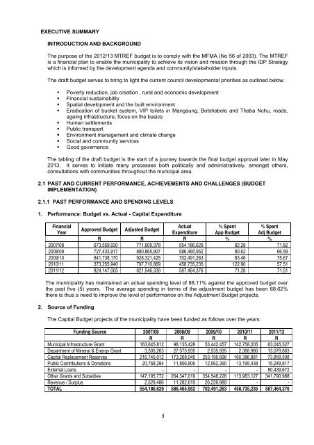 to download the PDF for MTREF Budget Write-up ... - Mangaung.co.za