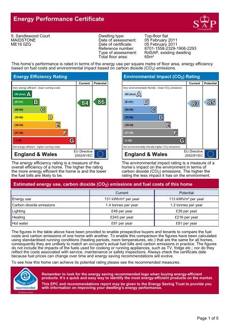 Energy Performance Certificate AAAA BBBB CCCC DDDD EEEE ...