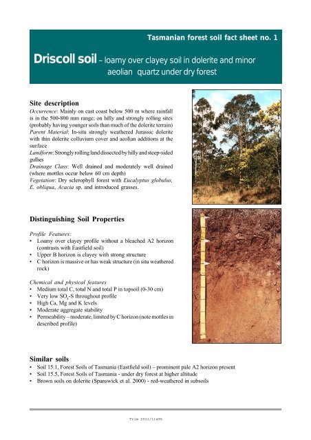 Driscoll - Soil Fact Sheet 1 - The Forest Practices Authority