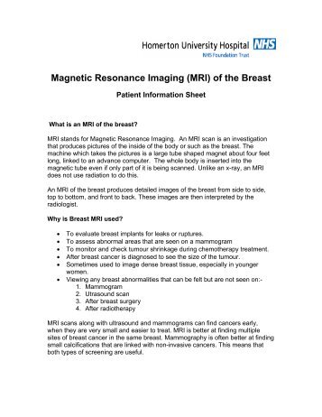 Magnetic Resonance Imaging (MRI) of the Breast - Homerton ...