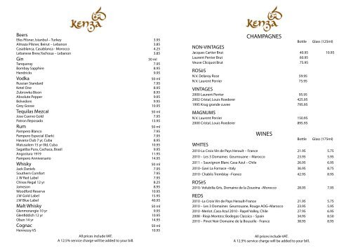 Lounge and Bar Menu (PDF) - Kenza
