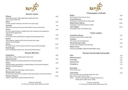 Lounge and Bar Menu (PDF) - Kenza
