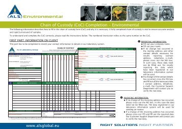 www.alsglobal.eu Chain of Custody (Coc) Completion ...