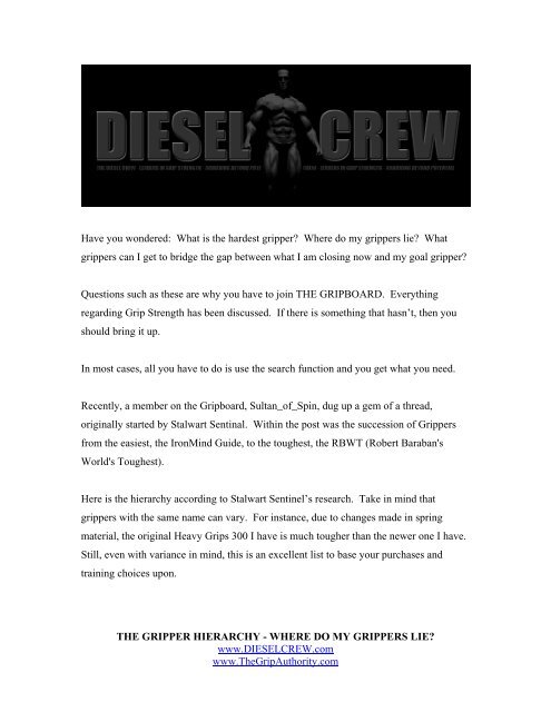 Where do my grippers lie - Diesel Crew