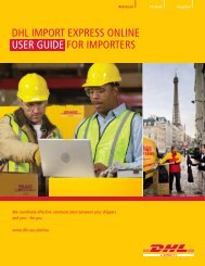 DHL IMPORT EXPRESS ONLINE USER GUIDE FOR IMPORTERS