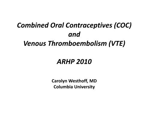 Combined Oral Contraceptives (COC) and Venous ...
