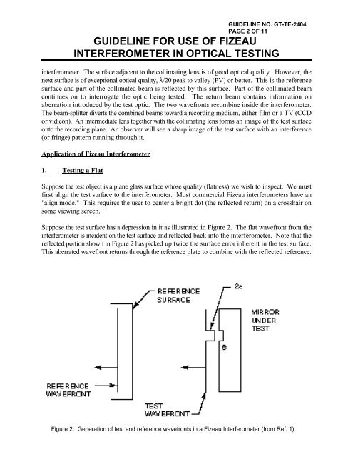 guideline for use of fizeau interferometer in optical testing - NASA