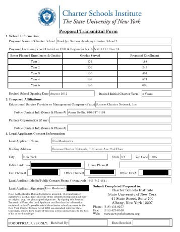 Proposal Transmittal Form - Newyorkcharters.org