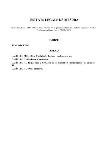 Unidades legales de medida (REAL DECRETO 1317/1989)