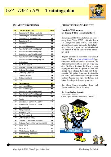 GS3 - DWZ 1100 Trainingsplan - Chess Tigers Training Center