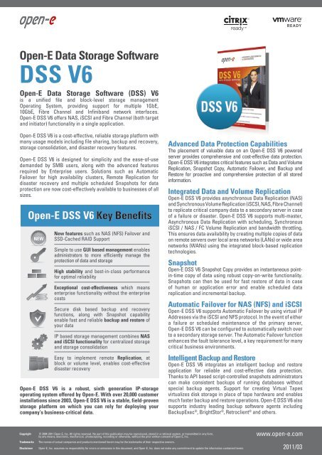 New Features of Open-E DSS V6
