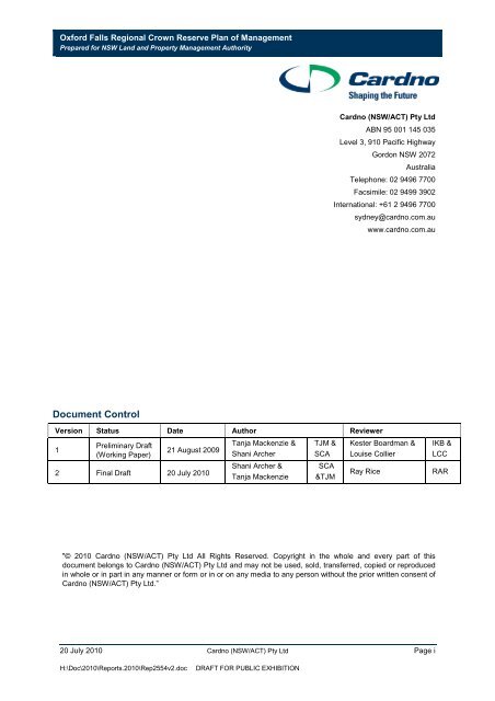 Oxford Falls Regional Crown Reserve Plan of Management - Land