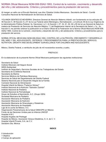 NOM-008-SSA2-1993. Para el Control de la NutriciÃ³n y Crecimiento ...