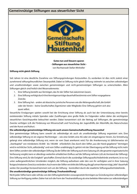 Hausenhof Zeitung 3/2 009 - Dorfgemeinschaft Hausenhof