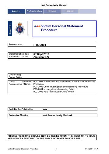 Victims Personal Statement Procedure - Dorset Police