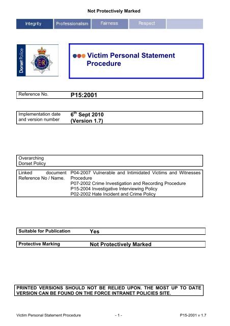 Victims Personal Statement Procedure - Dorset Police