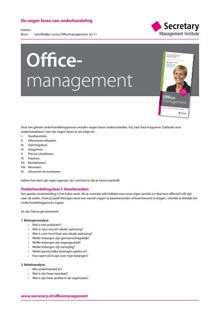 Office- management - De Secretaresse