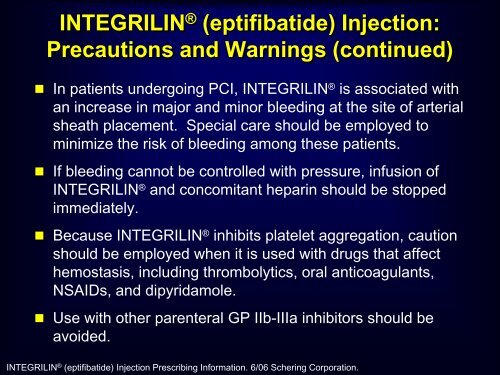 INTEGRILINÂ® (eptifibatide) Injection Clinical Support Slide Lecture ...