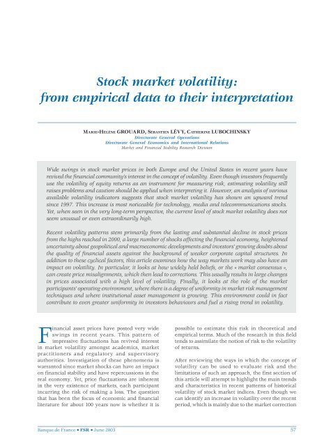 Stock market volatility: from empirical data to their interpretation