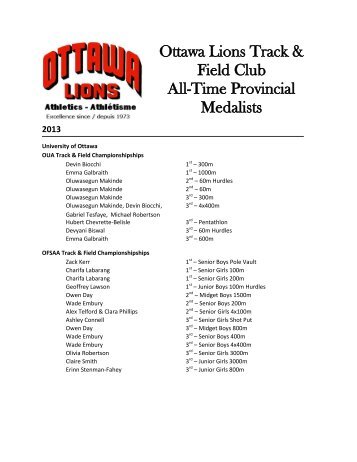 Ottawa Lions Track & Field Club All-Time ... - WordPress.com