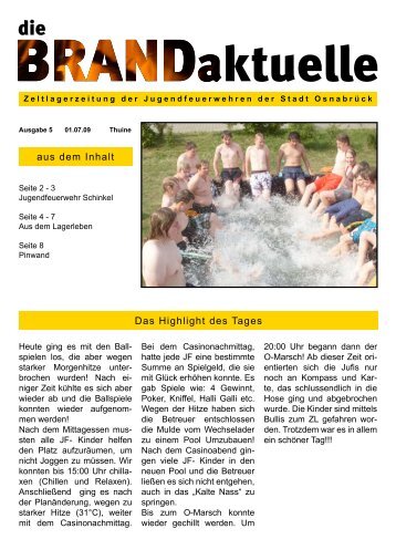 Zeltlagerzeitung vom 01.07 - Jugendfeuerwehr Osnabrück